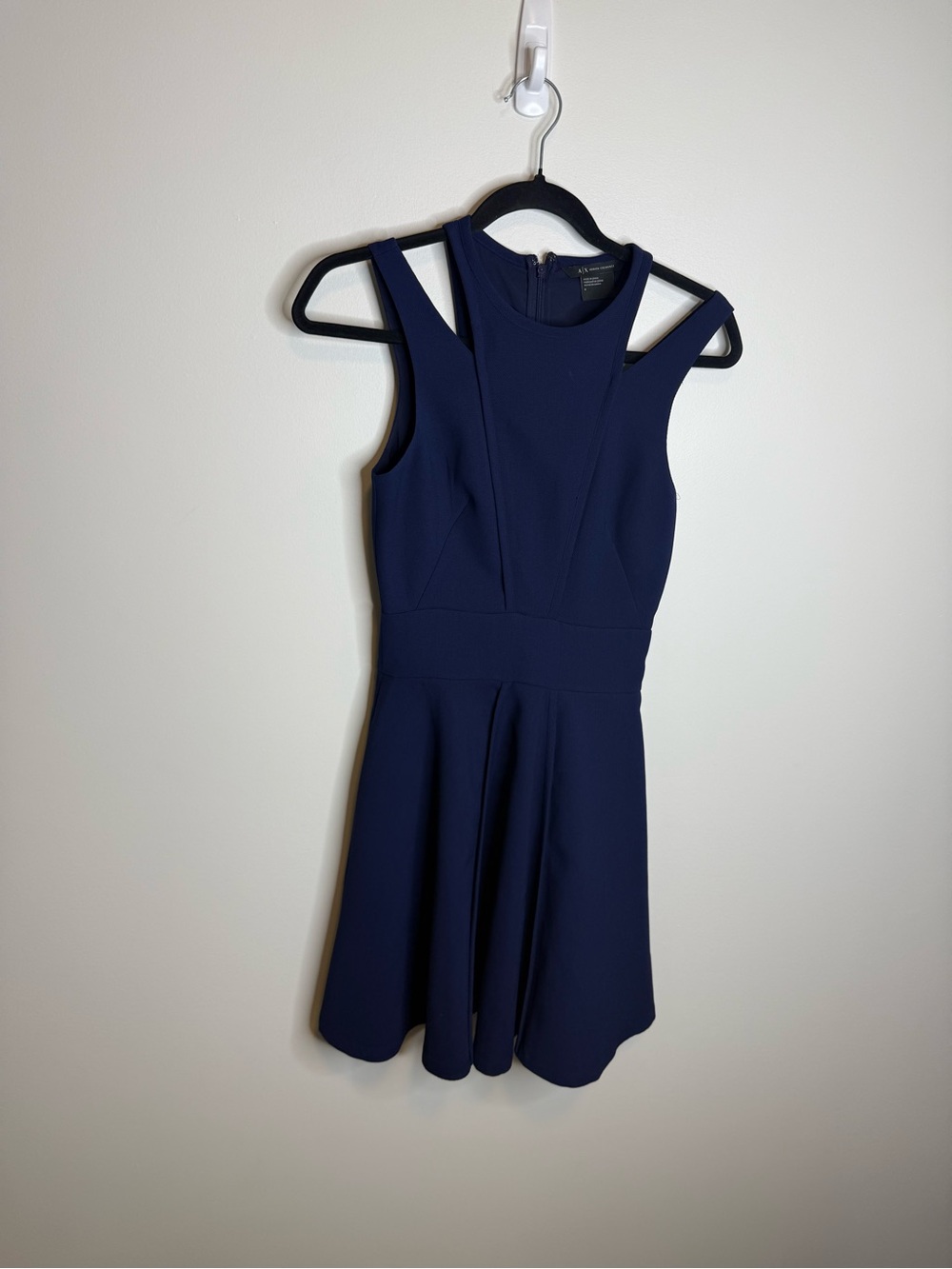 Armani Exchange Navy Sleeveless Fit & Flare Midi Dress